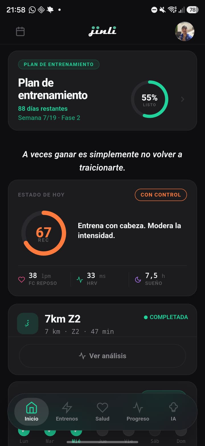 Pantalla de inicio de Jinli