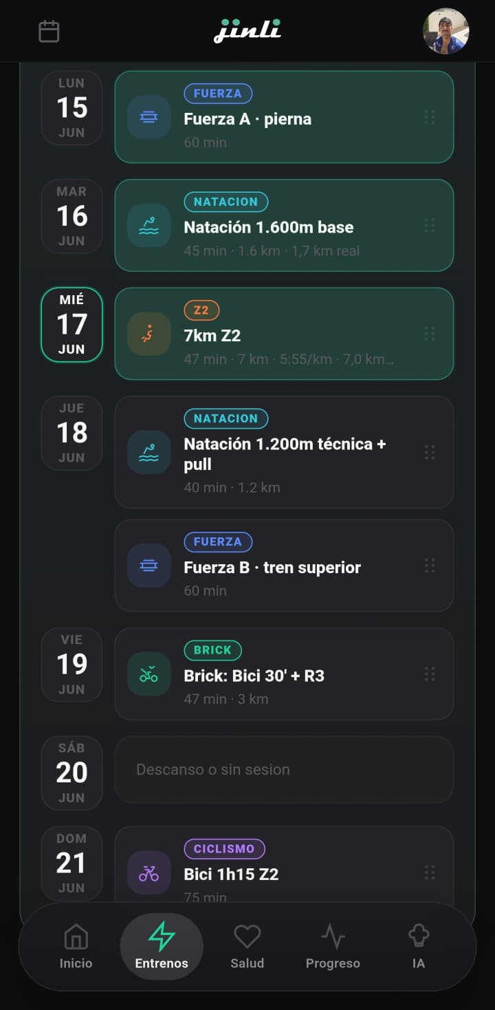 Plan semanal de Jinli